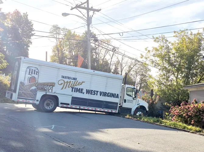 Beer Truck Crashes into Yard